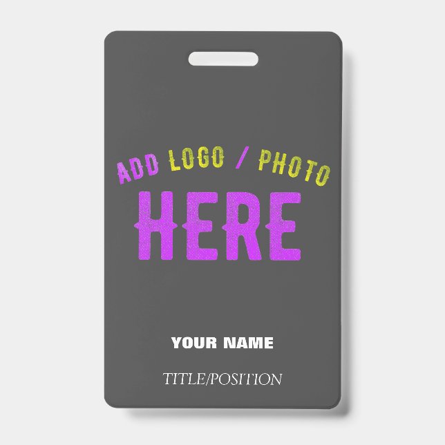 STYLISH MODERN CUSTOMIZABLE GREY VERIFIED BRANDED ID BADGE (Front)