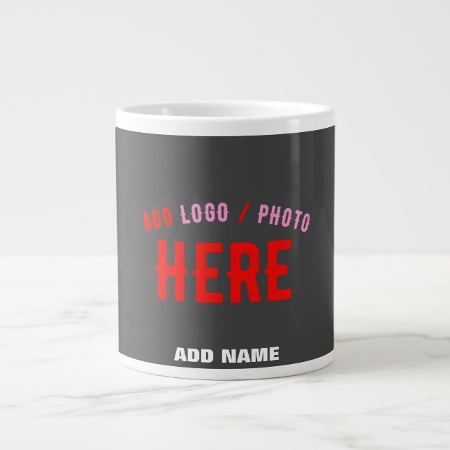 STYLISH MODERN CUSTOMIZABLE GREY VERIFIED BRANDED LARGE COFFEE MUG (Front)