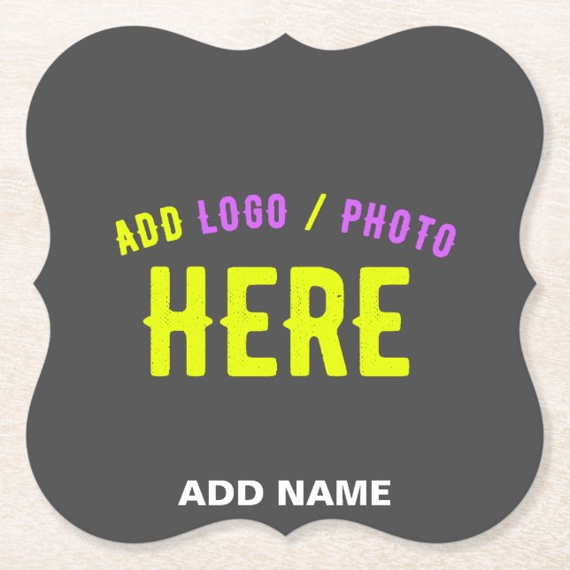STYLISH MODERN CUSTOMIZABLE GREY VERIFIED BRANDED PAPER COASTER (Front)