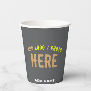 STYLISH MODERN CUSTOMIZABLE GREY VERIFIED BRANDED PAPER CUPS