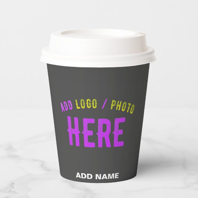 STYLISH MODERN CUSTOMIZABLE GREY VERIFIED BRANDED PAPER CUPS (Front)