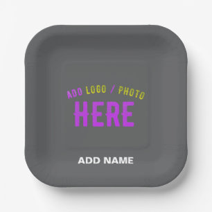 STYLISH MODERN CUSTOMIZABLE GREY VERIFIED BRANDED PAPER PLATE