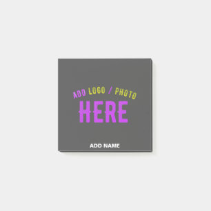 STYLISH MODERN CUSTOMIZABLE GREY VERIFIED BRANDED POST-IT NOTES