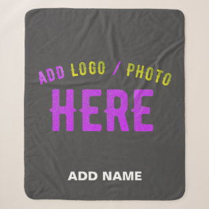 STYLISH MODERN CUSTOMIZABLE GREY VERIFIED BRANDED SHERPA BLANKET