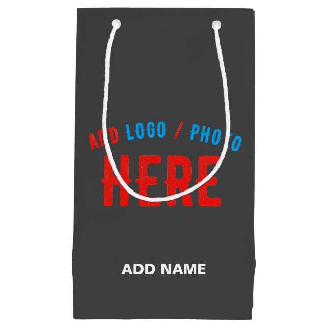 STYLISH MODERN CUSTOMIZABLE GREY VERIFIED BRANDED SMALL GIFT BAG (Front)