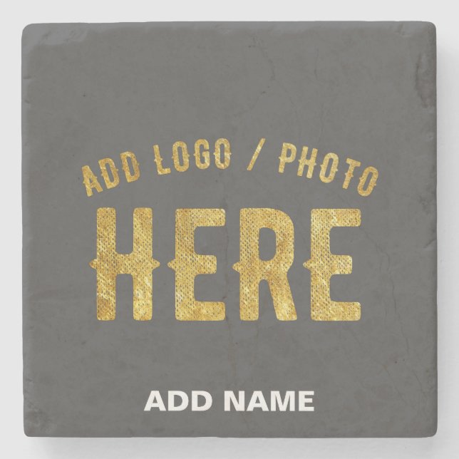 STYLISH MODERN CUSTOMIZABLE GREY VERIFIED BRANDED STONE COASTER (Front)