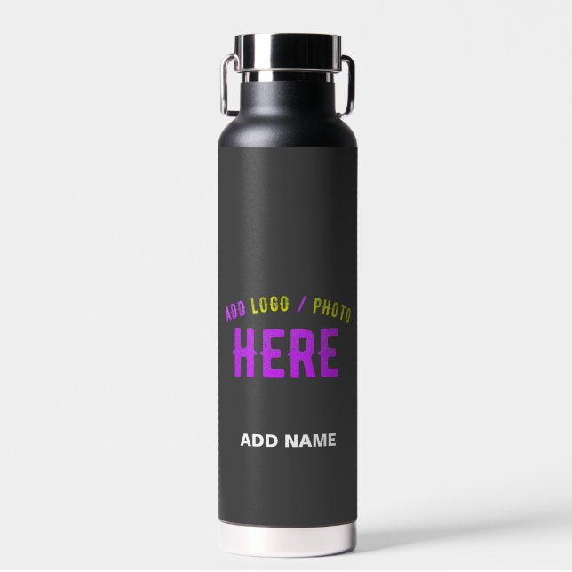 STYLISH MODERN CUSTOMIZABLE GREY VERIFIED BRANDED WATER BOTTLE (Front)