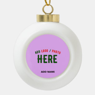 STYLISH MODERN CUSTOMIZABLE MAUVE VERIFIED BRANDED CERAMIC BALL CHRISTMAS ORNAMENT