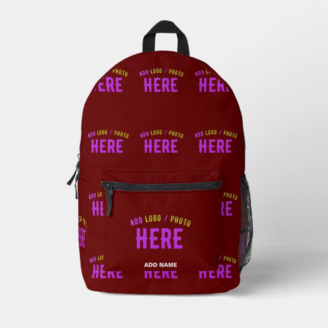 STYLISH MODERN CUSTOMIZABLE OXBLOOD VERIFIED BRAND PRINTED BACKPACK (Front)