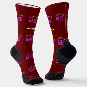 STYLISH MODERN CUSTOMIZABLE OXBLOOD VERIFIED BRAND SOCKS