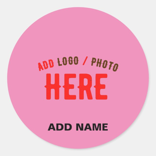STYLISH MODERN CUSTOMIZABLE PINK VERIFIED BRANDED CLASSIC ROUND STICKER (Front)
