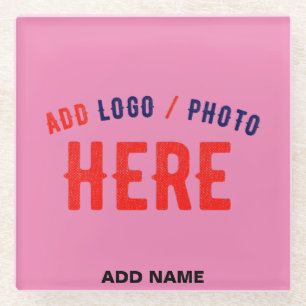 STYLISH MODERN CUSTOMIZABLE PINK VERIFIED BRANDED GLASS COASTER
