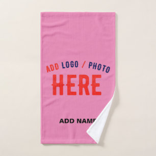 STYLISH MODERN CUSTOMIZABLE PINK VERIFIED BRANDED HAND TOWEL