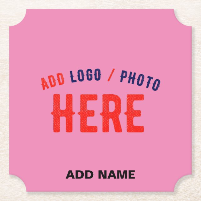 STYLISH MODERN CUSTOMIZABLE PINK VERIFIED BRANDED PAPER COASTER (Front)