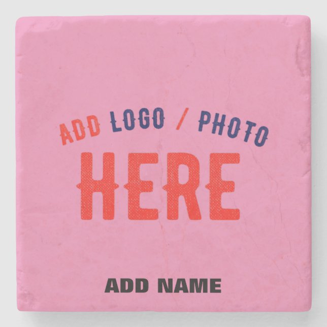 STYLISH MODERN CUSTOMIZABLE PINK VERIFIED BRANDED STONE COASTER (Front)