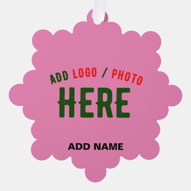STYLISH MODERN CUSTOMIZABLE PINK VERIFIED BRANDED TREE DECORATION CARD (Front)