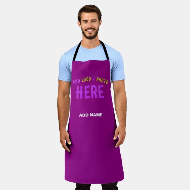 STYLISH MODERN CUSTOMIZABLE PURPLE VERIFIED BRAND APRON (Worn)