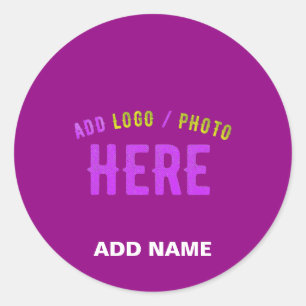 STYLISH MODERN CUSTOMIZABLE PURPLE VERIFIED BRAND CLASSIC ROUND STICKER