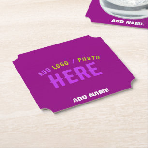 STYLISH MODERN CUSTOMIZABLE PURPLE VERIFIED BRAND PAPER COASTER