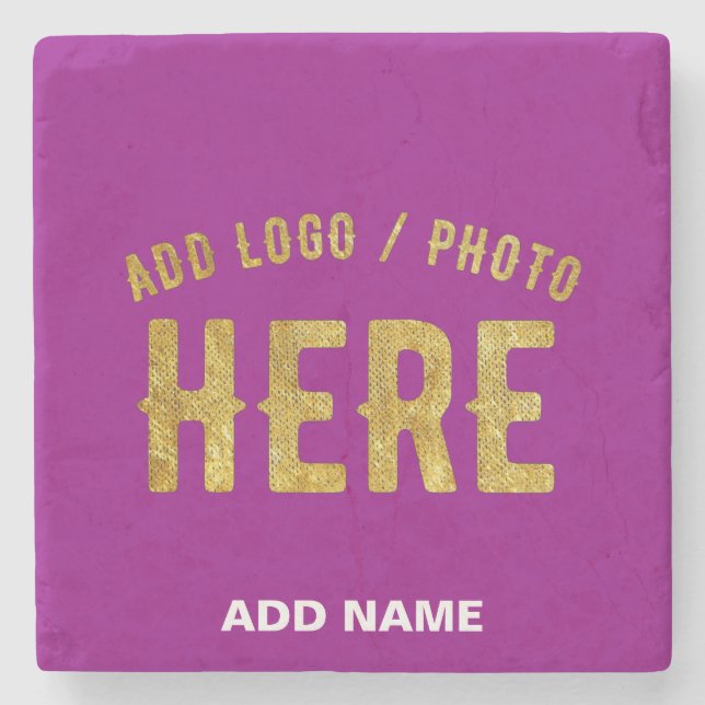 STYLISH MODERN CUSTOMIZABLE PURPLE VERIFIED BRAND STONE COASTER (Front)