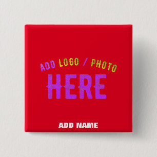 STYLISH MODERN CUSTOMIZABLE RED VERIFIED BRANDED 15 CM SQUARE BADGE
