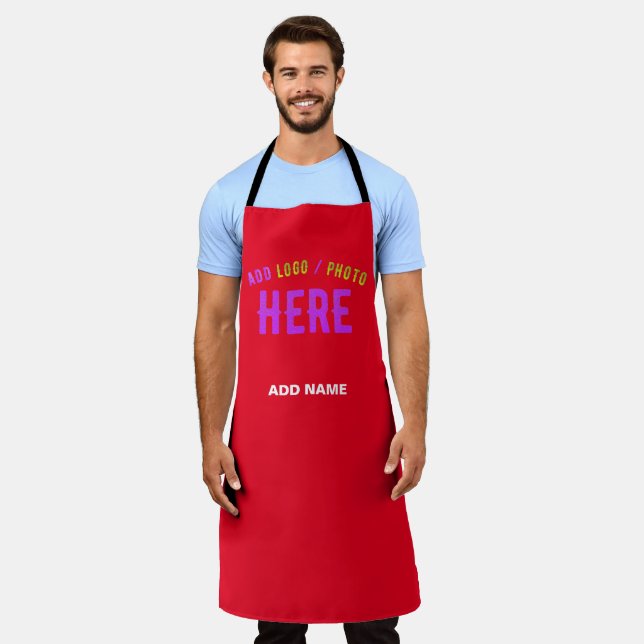 STYLISH MODERN CUSTOMIZABLE RED VERIFIED BRANDED APRON (Worn)