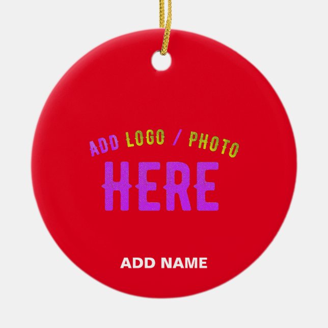 STYLISH MODERN CUSTOMIZABLE RED VERIFIED BRANDED CERAMIC ORNAMENT (Front)