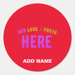 STYLISH MODERN CUSTOMIZABLE RED VERIFIED BRANDED CLASSIC ROUND STICKER