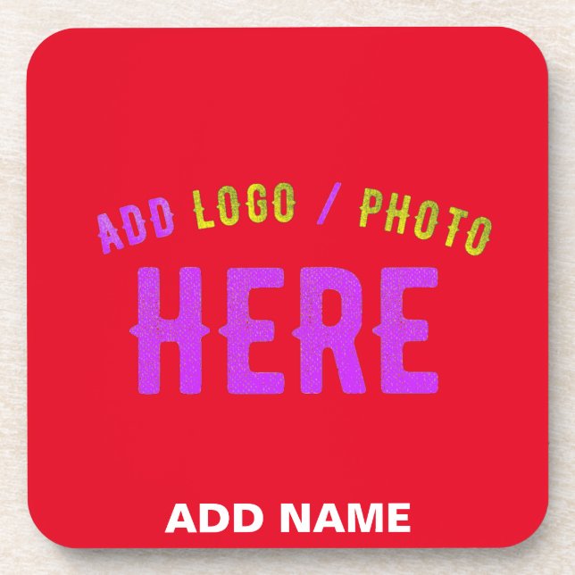 STYLISH MODERN CUSTOMIZABLE RED VERIFIED BRANDED COASTER (Front)