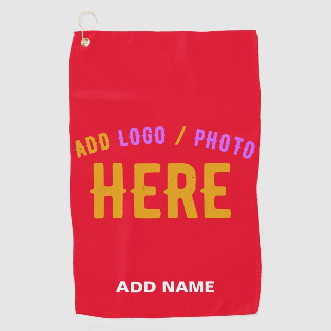 STYLISH MODERN CUSTOMIZABLE RED VERIFIED BRANDED GOLF TOWEL (Front)