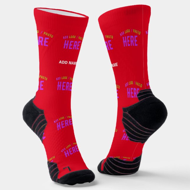 STYLISH MODERN CUSTOMIZABLE RED VERIFIED BRANDED SOCKS (Angled)