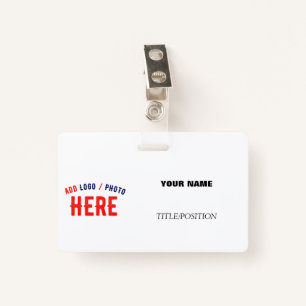 STYLISH MODERN CUSTOMIZABLE WHITE BRAND METAL CLIP ID BADGE