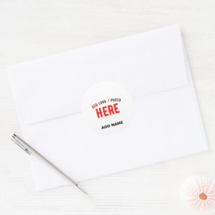 STYLISH MODERN CUSTOMIZABLE WHITE BRANDED ENVELOPE CLASSIC ROUND STICKER