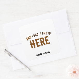 STYLISH MODERN CUSTOMIZABLE WHITE BRANDED ENVELOPE SQUARE STICKER