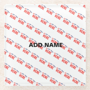 STYLISH MODERN CUSTOMIZABLE WHITE VERIFIED BRAND GLASS COASTER