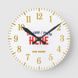 STYLISH MODERN CUSTOMIZABLE WHITE VERIFIED BRAND ROUND CLOCK