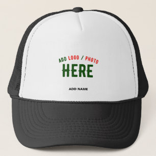 STYLISH MODERN CUSTOMIZABLE WHITE VERIFIED BRAND TRUCKER HAT