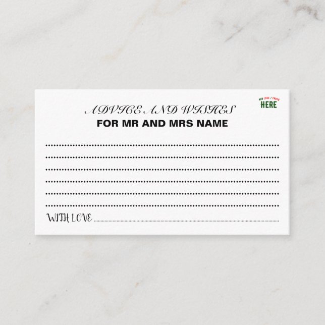 STYLISH MODERN CUSTOMIZABLE WHITE VERIFIED BRANDED ADVICE CARD (Front)