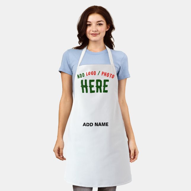 STYLISH MODERN CUSTOMIZABLE WHITE VERIFIED BRANDED APRON (Worn)