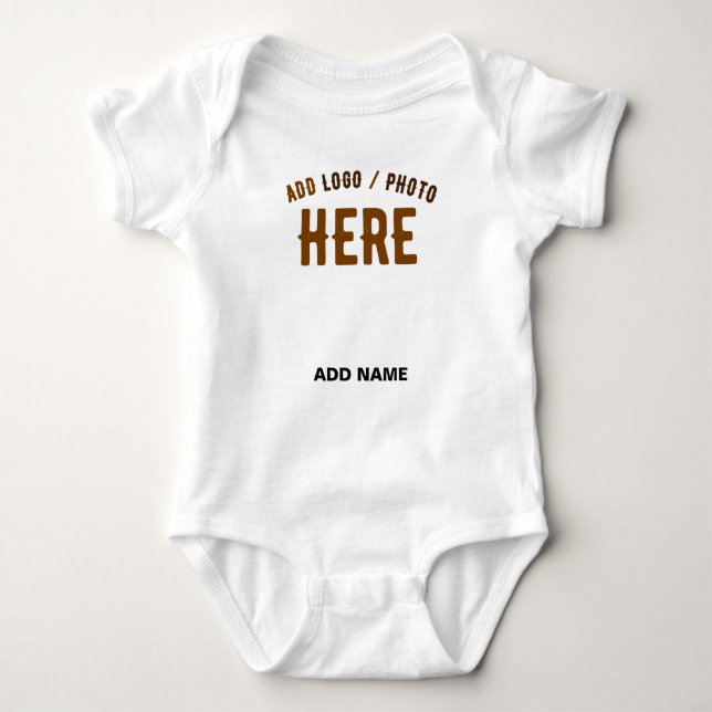 STYLISH MODERN CUSTOMIZABLE WHITE VERIFIED BRANDED BABY BODYSUIT (Front)