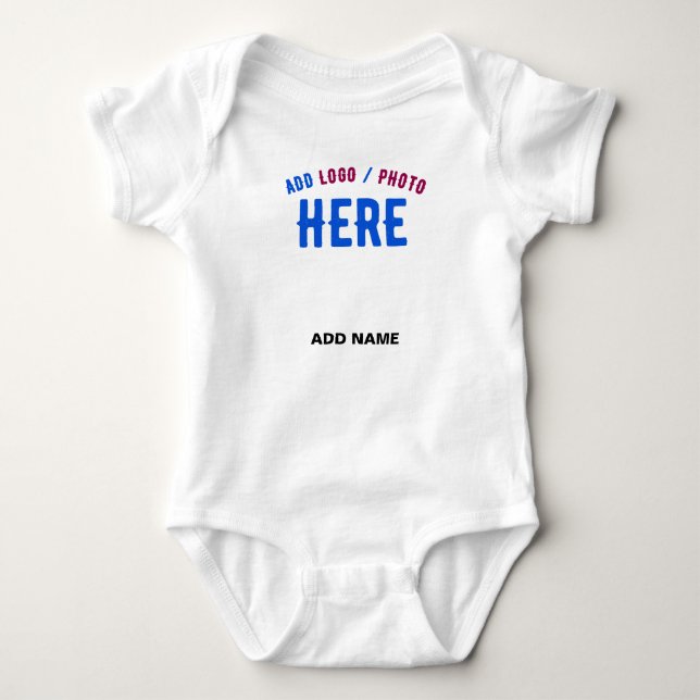 STYLISH MODERN CUSTOMIZABLE WHITE VERIFIED BRANDED BABY BODYSUIT (Front)