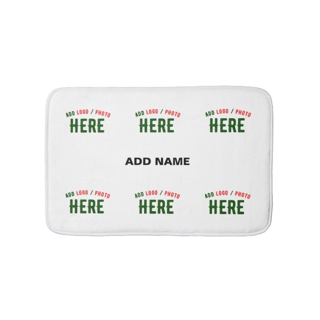 STYLISH MODERN CUSTOMIZABLE WHITE VERIFIED BRANDED BATH MAT (Front)