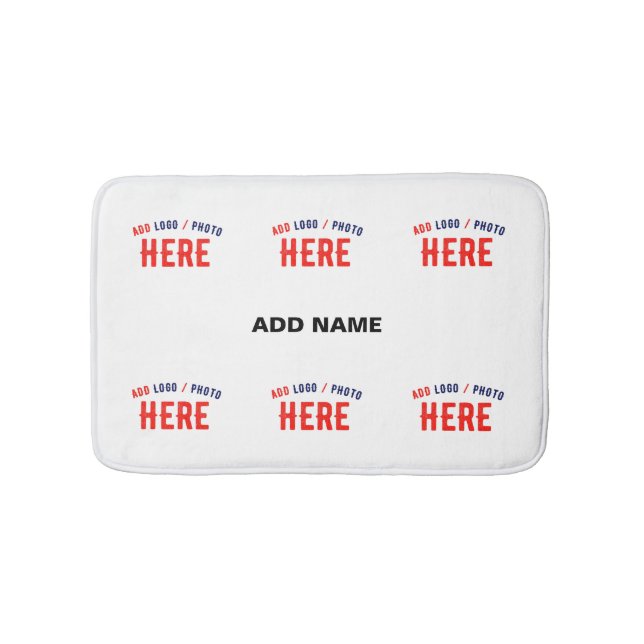 STYLISH MODERN CUSTOMIZABLE WHITE VERIFIED BRANDED BATH MAT (Front)