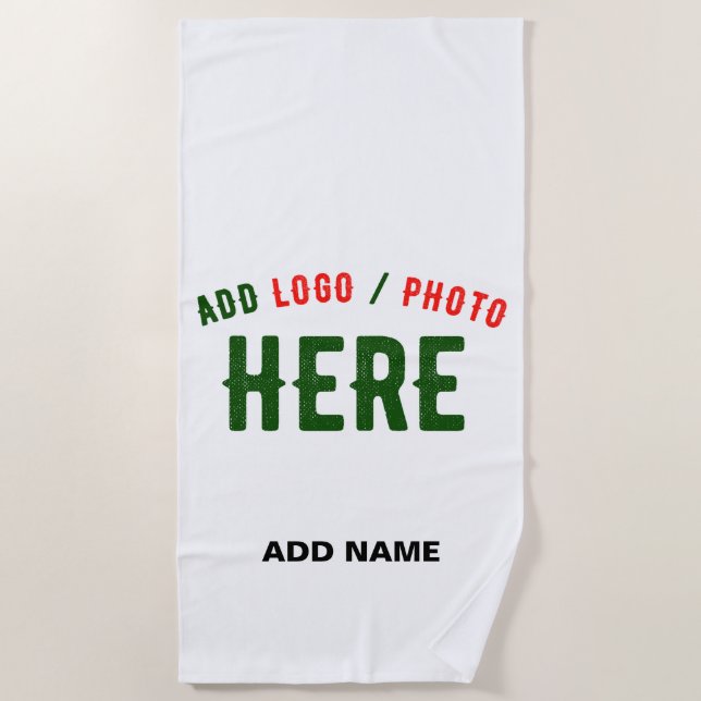 STYLISH MODERN CUSTOMIZABLE WHITE VERIFIED BRANDED BEACH TOWEL (Front)