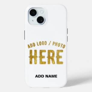 STYLISH MODERN CUSTOMIZABLE WHITE VERIFIED BRANDED iPhone 15 CASE