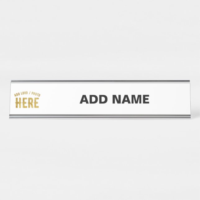 STYLISH MODERN CUSTOMIZABLE WHITE VERIFIED BRANDED DESK NAME PLATE (Front)