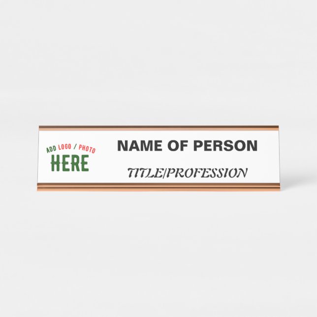 STYLISH MODERN CUSTOMIZABLE WHITE VERIFIED BRANDED DESK NAME PLATE (Front)