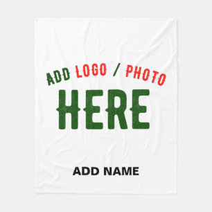 STYLISH MODERN CUSTOMIZABLE WHITE VERIFIED BRANDED FLEECE BLANKET