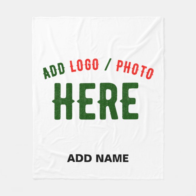 STYLISH MODERN CUSTOMIZABLE WHITE VERIFIED BRANDED FLEECE BLANKET (Front)