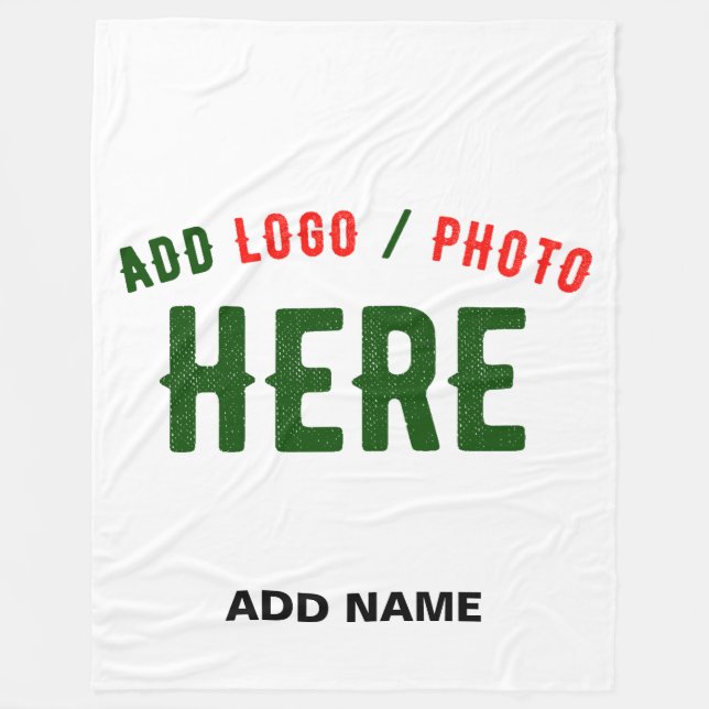 STYLISH MODERN CUSTOMIZABLE WHITE VERIFIED BRANDED FLEECE BLANKET (Front)